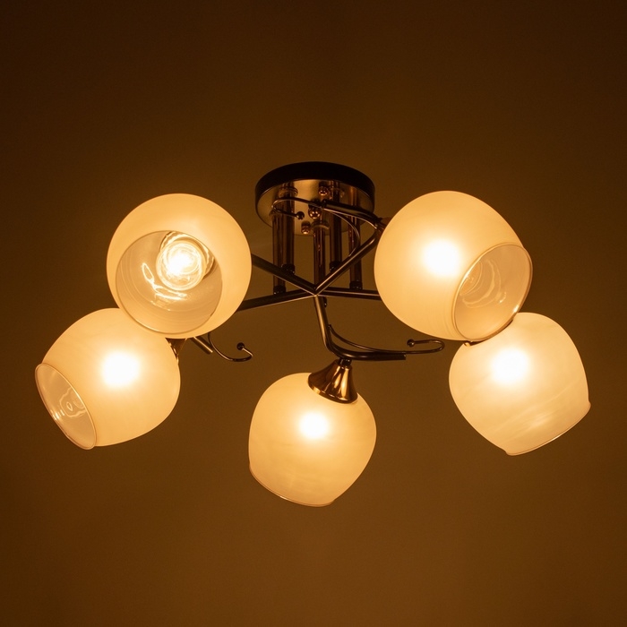 Люстра Люстра "Акапулько" 5х60Вт Е27 Коричневый, золото 48х28х24см