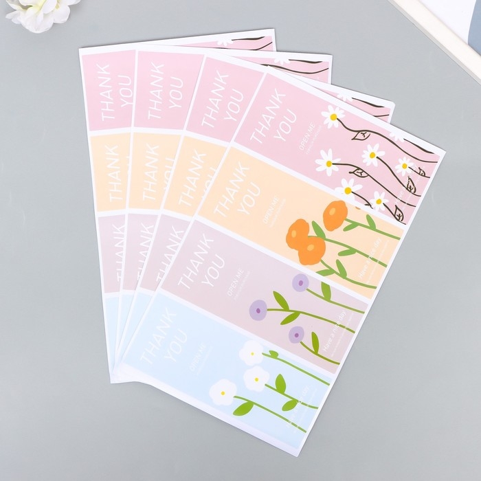 Наклейка бумага благодарность Наклейка бумага благодарность "Цветы" набор 40 шт 15х24 см