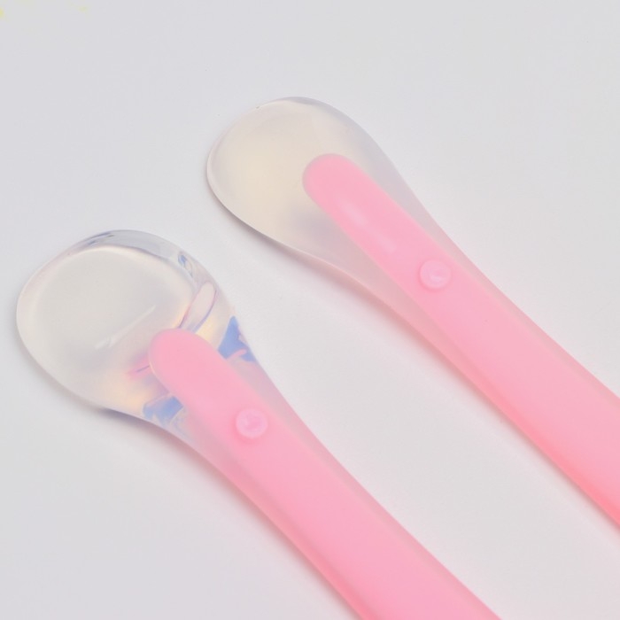 Набор силиконовых ложек для кормления, 2 шт., цвет розовый Набор силиконовых ложек для кормления, 2 шт., цвет розовый