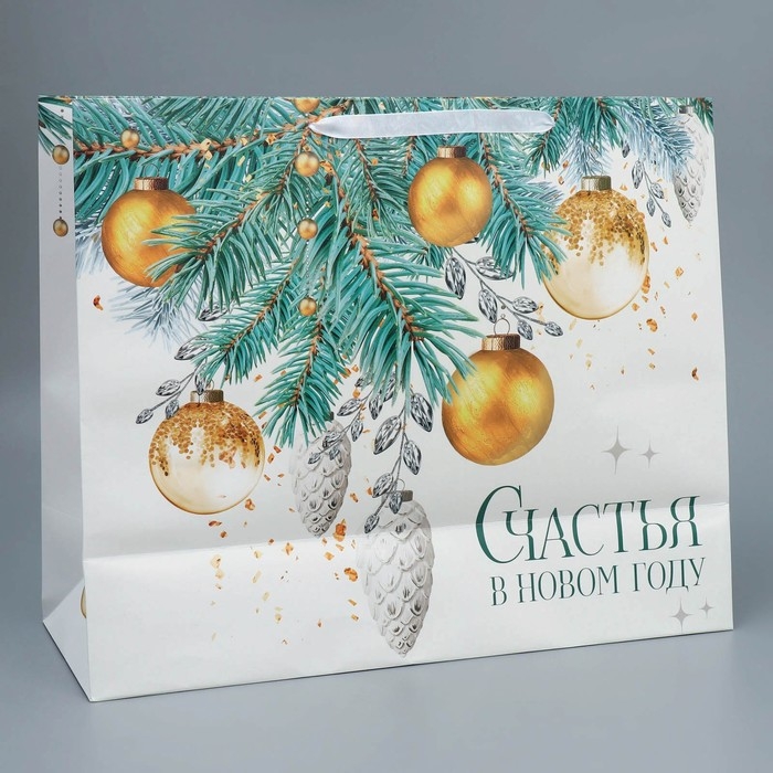 Пакет подарочный новогодний ламинированный «Счастья в Новом году», XL 49 х 40 х 19 см, Новый год Пакет подарочный новогодний ламинированный «Счастья в Новом году», XL 49 х 40 х 19 см, Новый год