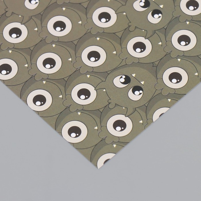 Бумага для скрапбукинга двусторонняя  Бумага для скрапбукинга двусторонняя "Монстрики и листья" плотность 180 гр набор 10 шт 15,5х17 см