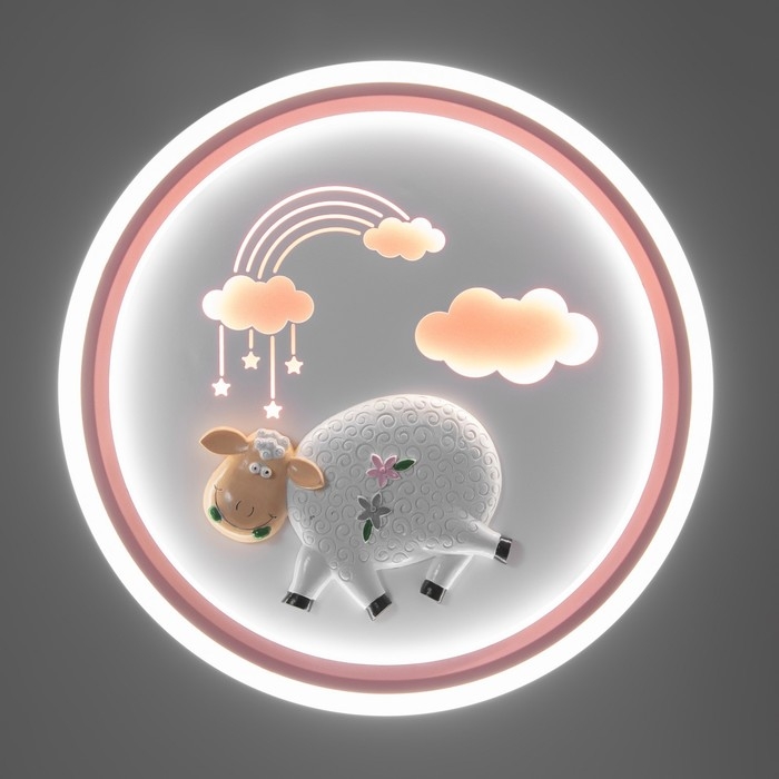 Светильник Светильник "Овечка" LED 48Вт 3000-6000К розовый 50х50х6 см BayerLux