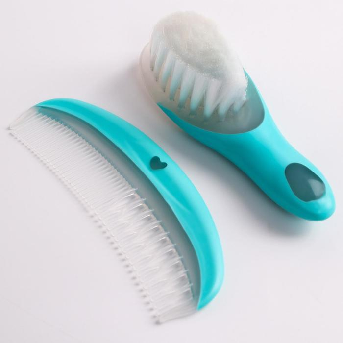 Набор для ухода за волосами «Мишка Принц», расческа и щетка, цвет бирюзовый Набор для ухода за волосами «Мишка Принц», расческа и щетка, цвет бирюзовый