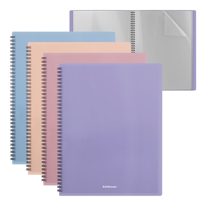 Папка 20 вкладышей на спирали, А4, 600 мкм, ErichKrause Папка 20 вкладышей на спирали, А4, 600 мкм, ErichKrause "Matt Manga", текстура "песок", микс