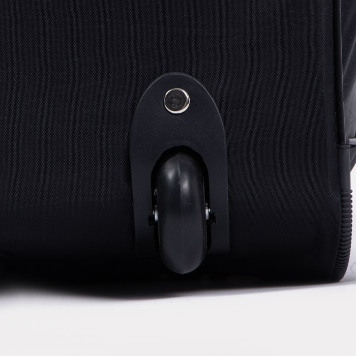 Сумка дорожная на колёсах, отдел на молнии, отдел для обуви, 3 наружных кармана, длинный ремень, цвет чёрный/бордовый Сумка дорожная на колёсах, отдел на молнии, отдел для обуви, 3 наружных кармана, длинный ремень, цвет чёрный/бордовый