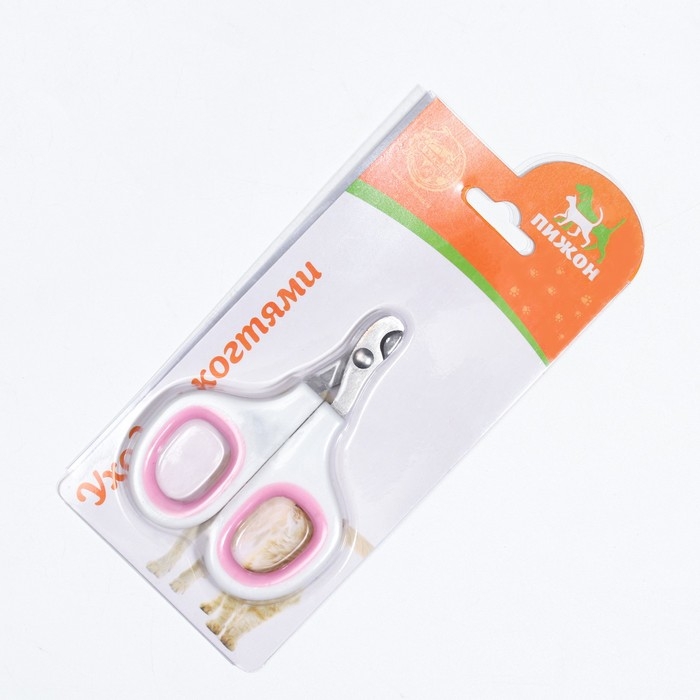 Ножницы-когтерезы с мягкими ручками, отверстие 8 мм, бело-розовые Ножницы-когтерезы с мягкими ручками, отверстие 8 мм, бело-розовые