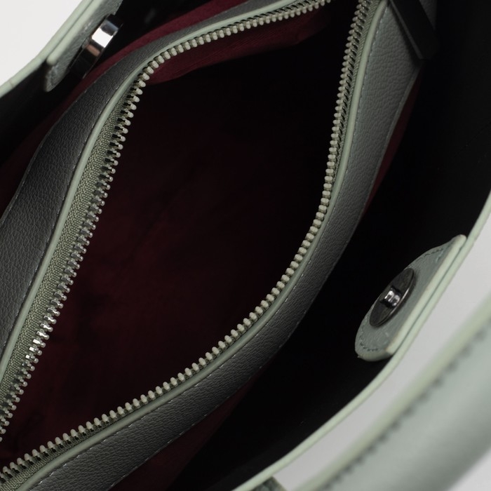 Сумка женская тоут на молнии, цвет зелёный