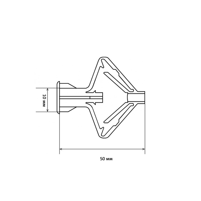 Дюбель ТУНДРА, бабочка, для гипсокартона, нейлоновый, 10x50 мм, 100 шт
