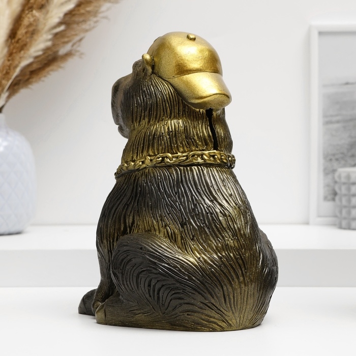 Копилка Копилка "Капибара в кепке" черный с золотом, 22см