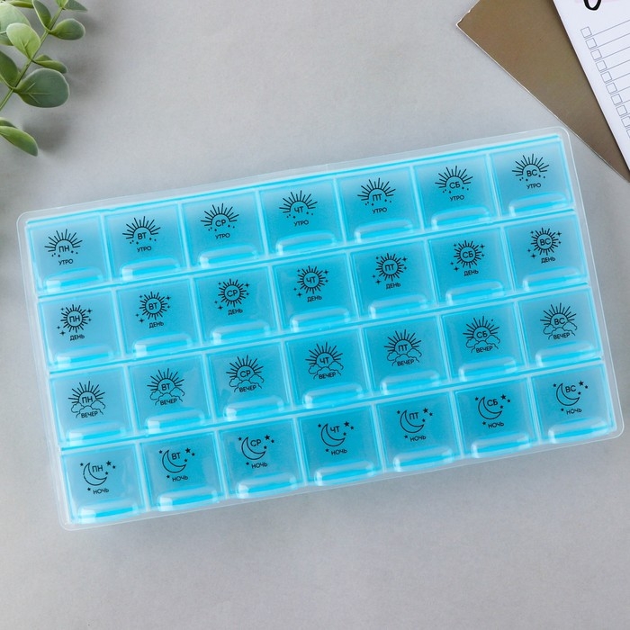 Таблетница органайзер, 28 секций, русские буквы, 21.6 х12 х 1.7 см. Таблетница органайзер, 28 секций, русские буквы, 21.6 х12 х 1.7 см.