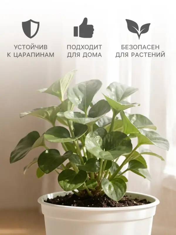 Горшок цветочный с поддоном, 800 мл, d=12 см, h=10.5 см, пластиковый, белый