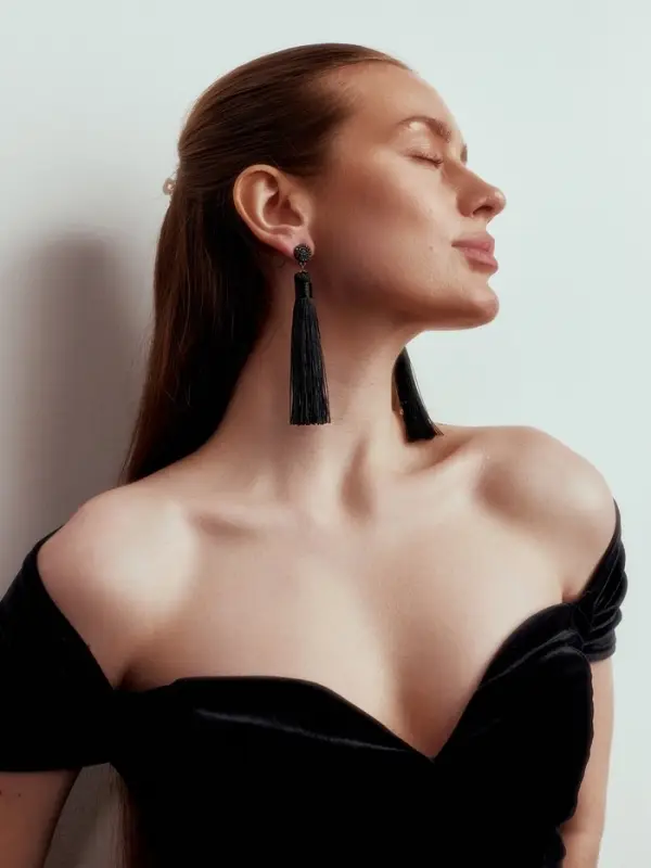 Серьги &laquo;Кисти&raquo;, гармония, чёрные, L кисти 8.5 см