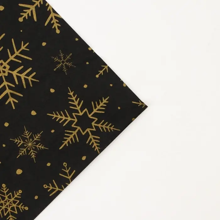 Бумага упаковочная тишью, новогодняя упаковка «Золотые снежинки», 50×66 см