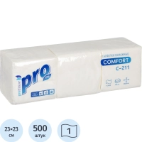 Салфетки бумажные Protissue 1сл 23х23см белые 500л/уп_С211