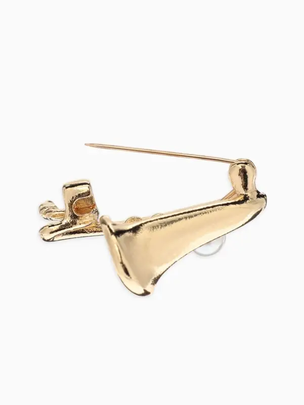 Брошь &laquo;Саксофон&raquo;, музыка, жемчуг, цвет белый в золоте