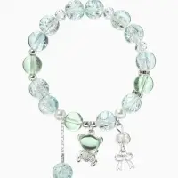 Браслет с подвесками &laquo;Сахарный. Мишка&raquo;, шар №10/8, d=6 см, зелёный, голубой в серебре