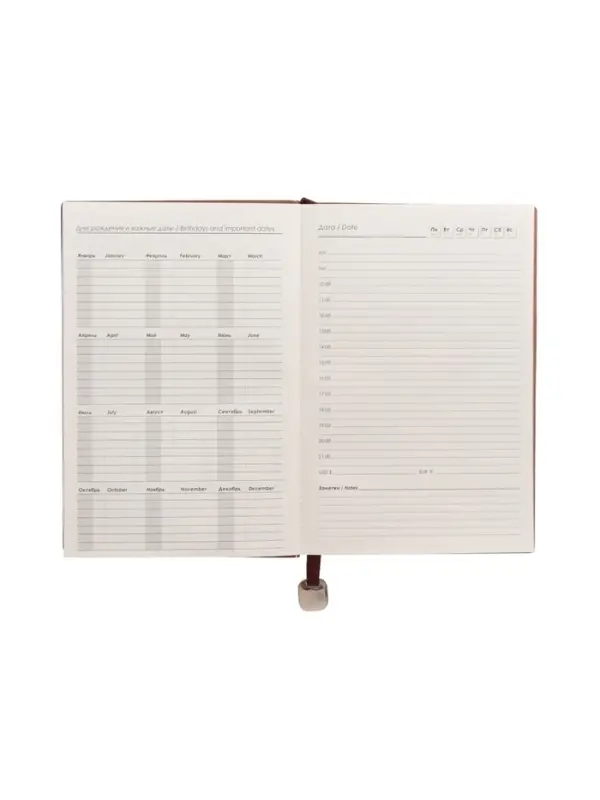 Ежедневник недатированный формат А5, 80л, линия, с ручкой, подар коробка, Коричневый