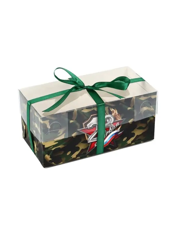 Коробка для капкейка &laquo;23 февраля&raquo;, 16&times;8&times;7.5 см