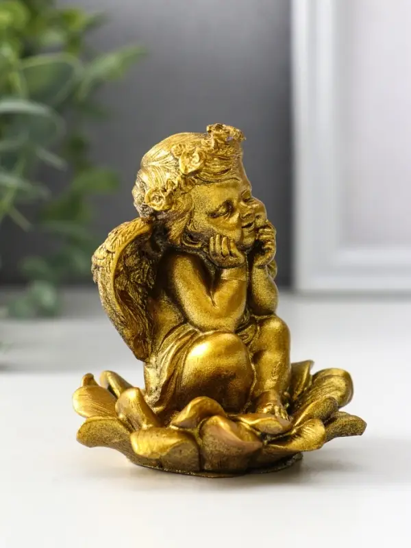 Фигура «Ангел на цветке», 8.5×7.5×7 см, золото