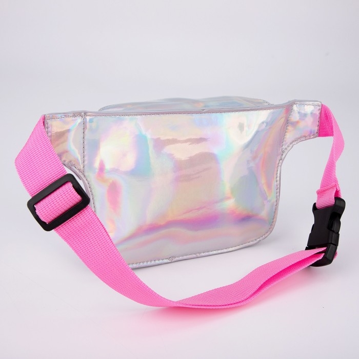 Сумка детская поясная «Котёнок» на молнии, серебристая