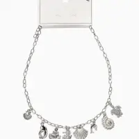 Колье "Летний вайб" морской мир, цвет серебро