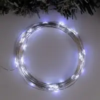 Гирлянда &laquo;Нить&raquo; 5 м, роса, IP65, серебристая нить, 50 LED, 8 режимов, от батареек АА&times;3, свечение белое