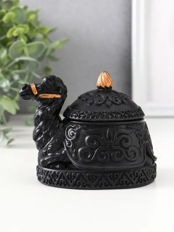 Шкатулка с крышкой «Верблюд», 8×10.5×7 см, чёрная