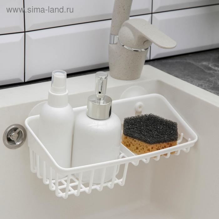 Держатель подвесной на присосках Helper, 23,6×12,5×7,9 см, пластик, цвет белый Держатель подвесной на присосках Helper, 23,6×12,5×7,9 см, пластик, цвет белый