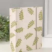 Фотоальбом на 200 фото 10х15 см на резинке "Зелёные веточки" текстиль, 23х17,5х5 см