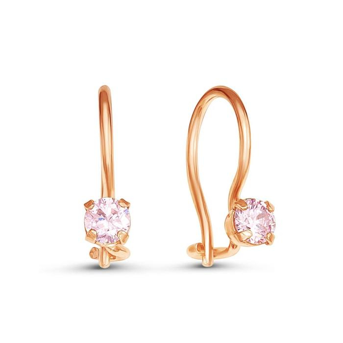 Серьги детские «Крошка», розовое золочение, цвет розовый Серьги детские «Крошка», розовое золочение, цвет розовый