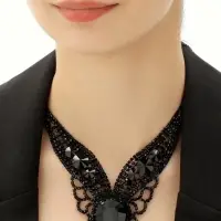 Набор 2 предмета: серьги, колье &laquo;Вернисаж&raquo;, круг ажурный, чёрный, 35 см