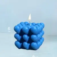 Свеча фигурная &laquo;Куб сердечки&raquo;, соевый воск, 6&times;6&times;6 см