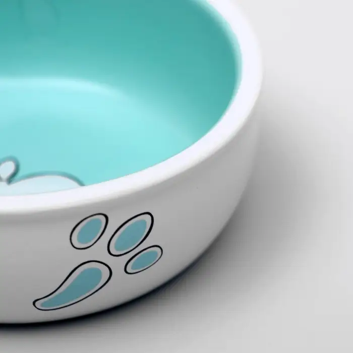 Миска для кроликов, 200 мл, 10&times;3.7 см, керамика, белая, зелёная