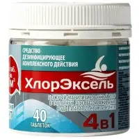 Средство дезинфицирующее ХлорЭксель 4 в 1, для бассейнов, 40 таблеток по 3.5 г, 140 г