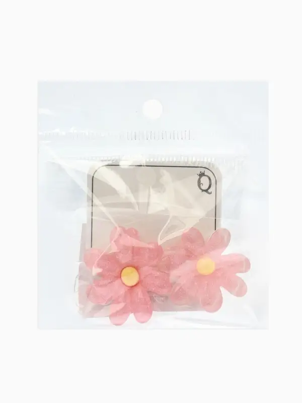 Серьги пластик "Цветочек летний" с блёсткой, цвет розовый