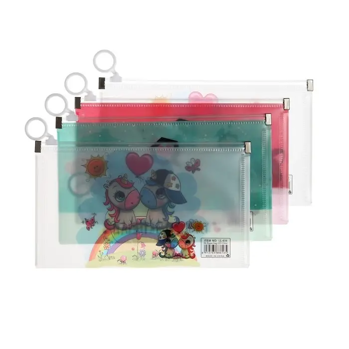 Папка-конверт на молнии формат А65, 180 мкр Папка-конверт на молнии формат А65, 180 мкр "Котики, Панды, Единороги", МИКС