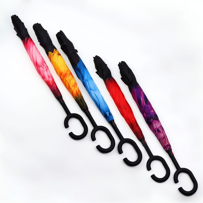 Зонт - наоборот «Цветы», механический, 8 спиц, R = 53 см, цвет МИКС Зонт - наоборот «Цветы», механический, 8 спиц, R = 53 см, цвет МИКС