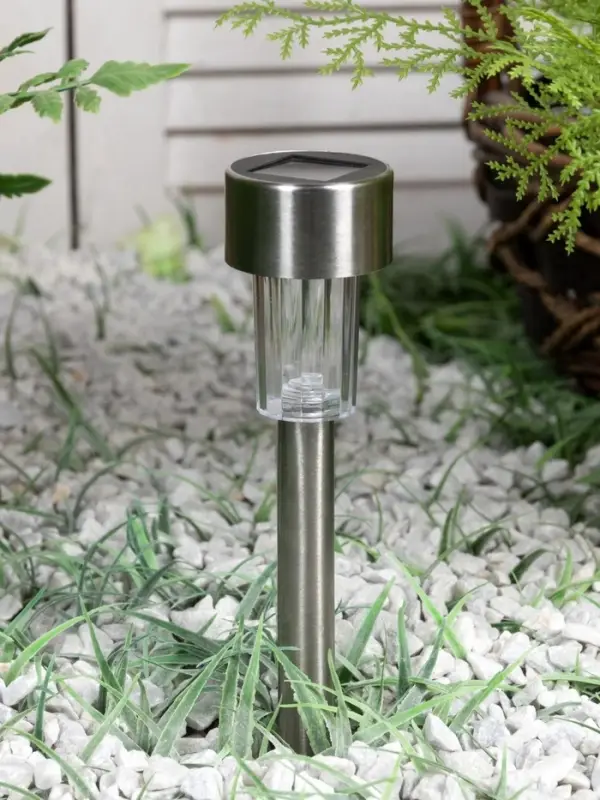 Садовый светильник &laquo;Металлический цилиндр&raquo;, уличный, на солнечной батарее, 4.5&times;30&times;4.5 см, 1 LED, свечение белое