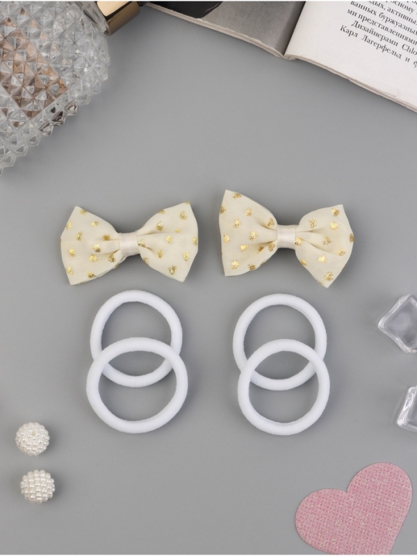 Набор для волос "Школьница галант" (4 резинки 3,5 см, 2 зажима 5,5 см) блестючки