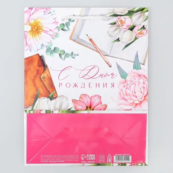 Пакет подарочный ламинированный, упаковка, «С Днём рождения», MS 18 х 23 х 8 см