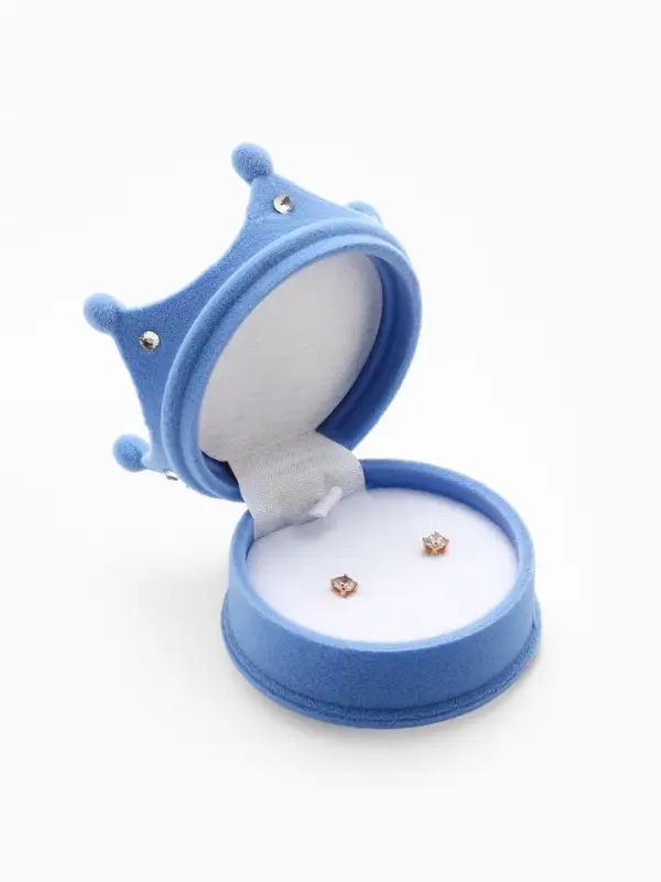 Футляр под серьги, кулон, кольцо &laquo;Корона&raquo;, бархатный, 5.5&times;5.5&times;4.5 см, голубой