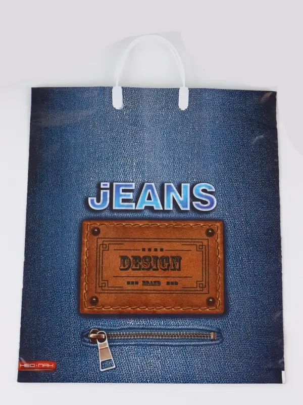 Пакет Пакет "Джинс лейбл, полиэтиленовый с вырубной ручкой, пласт. 38х44 см, 90 мкм