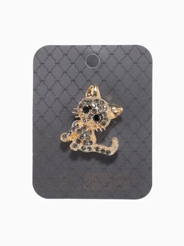 Брошь &laquo;Кошечка&raquo;, очаровательная, чёрно-серая в золоте