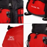 Рюкзак туристический, 90 литров, 6 наружных карманов, шнуровка, красный