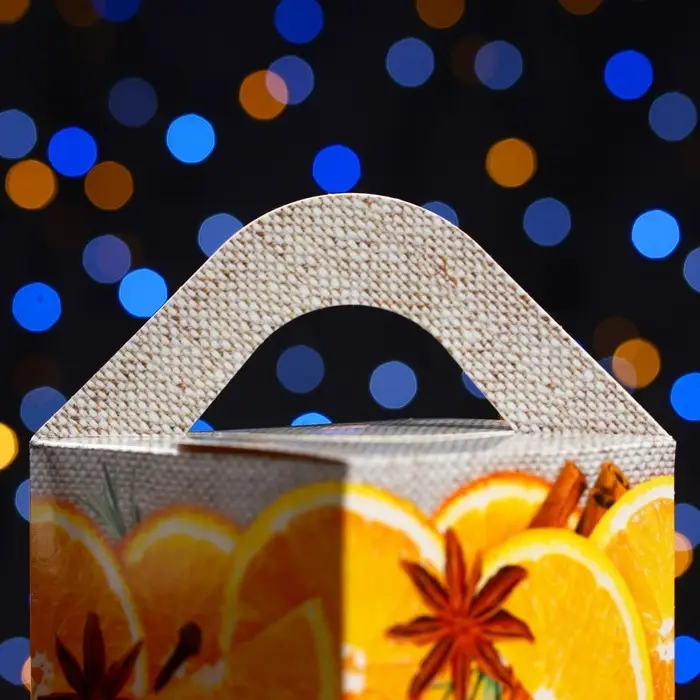 Подарочная новогодняя коробка «Апельсинки», упаковка, 10×10×18 см