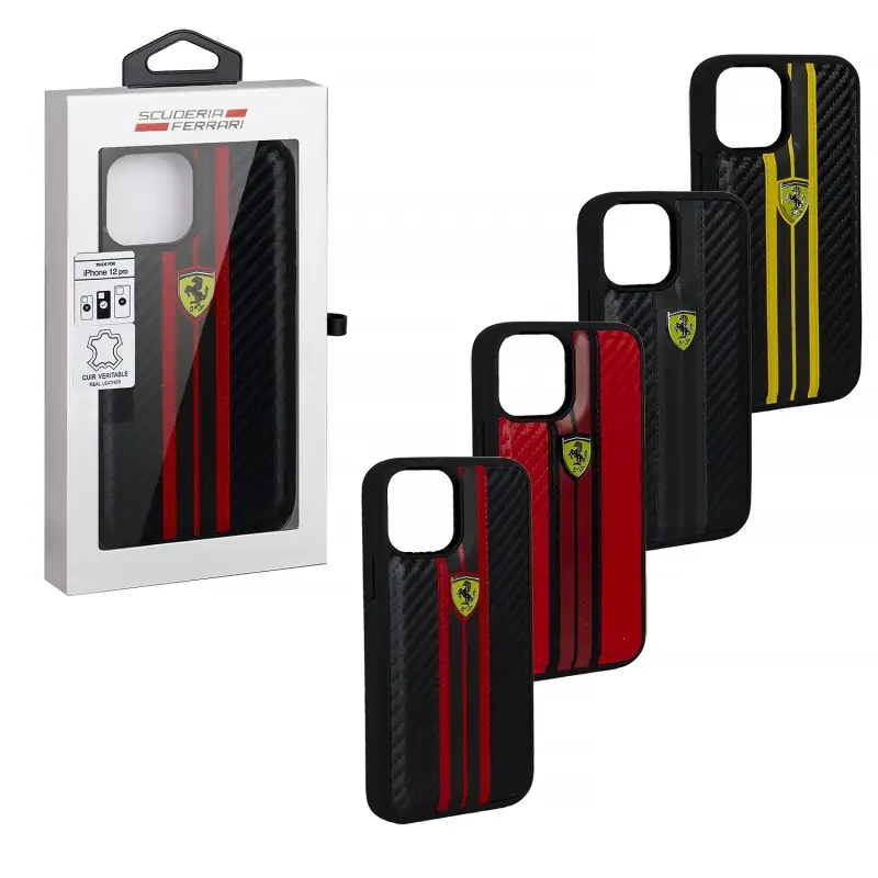 Чехол для iPhone 12/12 Pro Ferrari Carbon PU