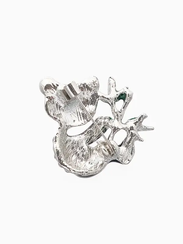 Брошь &laquo;Панда с бамбуком&raquo;, разноцветная в серебре