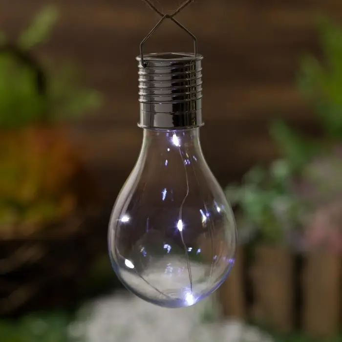Садовый светильник &laquo;Лампочка&raquo;, уличный, на солнечной батарее, 8&times;14&times;8 см, 5 LED, свечение белое