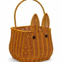 Корзина пластик 17 х 17 х 17 см, ручка16 см металл каркас Заяц, коричневый