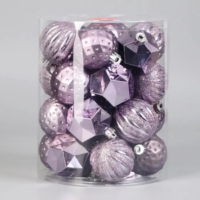 Ёлочные игрушки &laquo;Изабель&raquo;, шары новогодние, d=6 см, набор 25 шт., грани, сиреневый